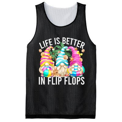 Life Is Better In Flip Flops For Beach Girls Summer Gnomes Mesh Reversible Basketball Jersey Tank