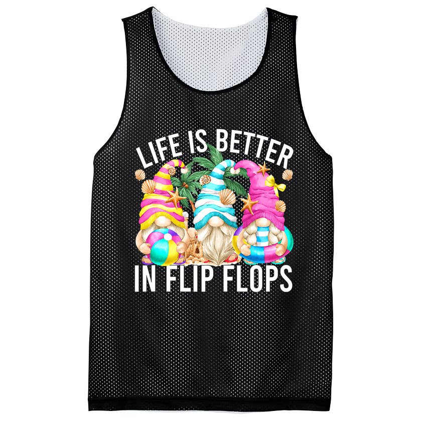 Life Is Better In Flip Flops For Beach Girls Summer Gnomes Mesh Reversible Basketball Jersey Tank