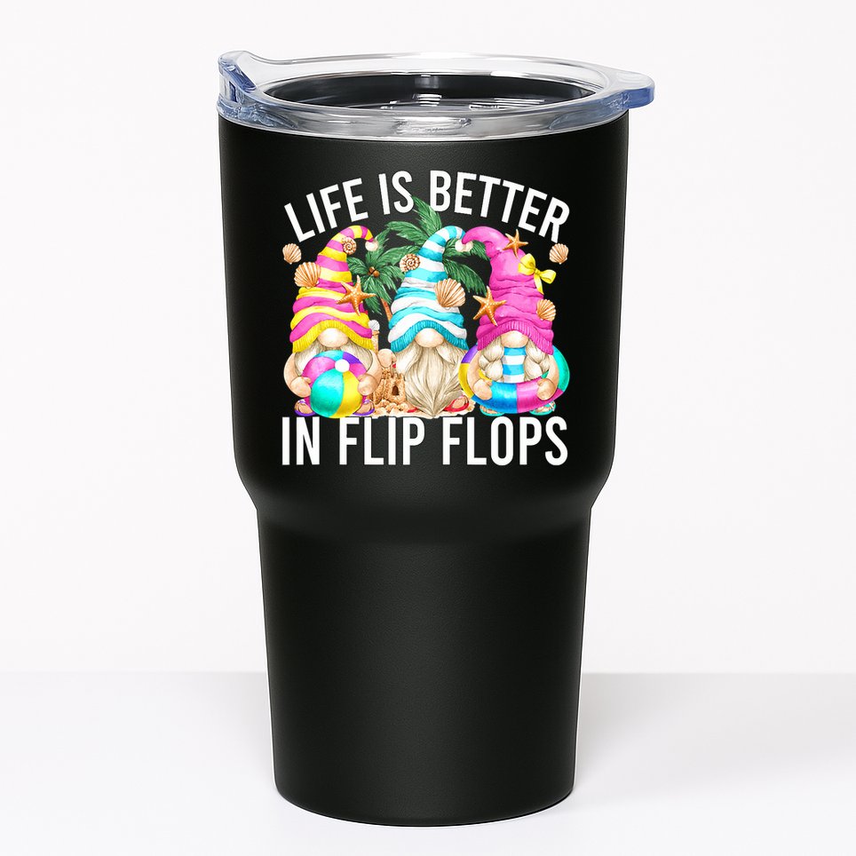 Life Is Better In Flip Flops For Beach Girls Summer Gnomes Tumbler