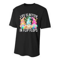 Life Is Better In Flip Flops For Beach Girls Summer Gnomes Youth Performance Sprint T-Shirt