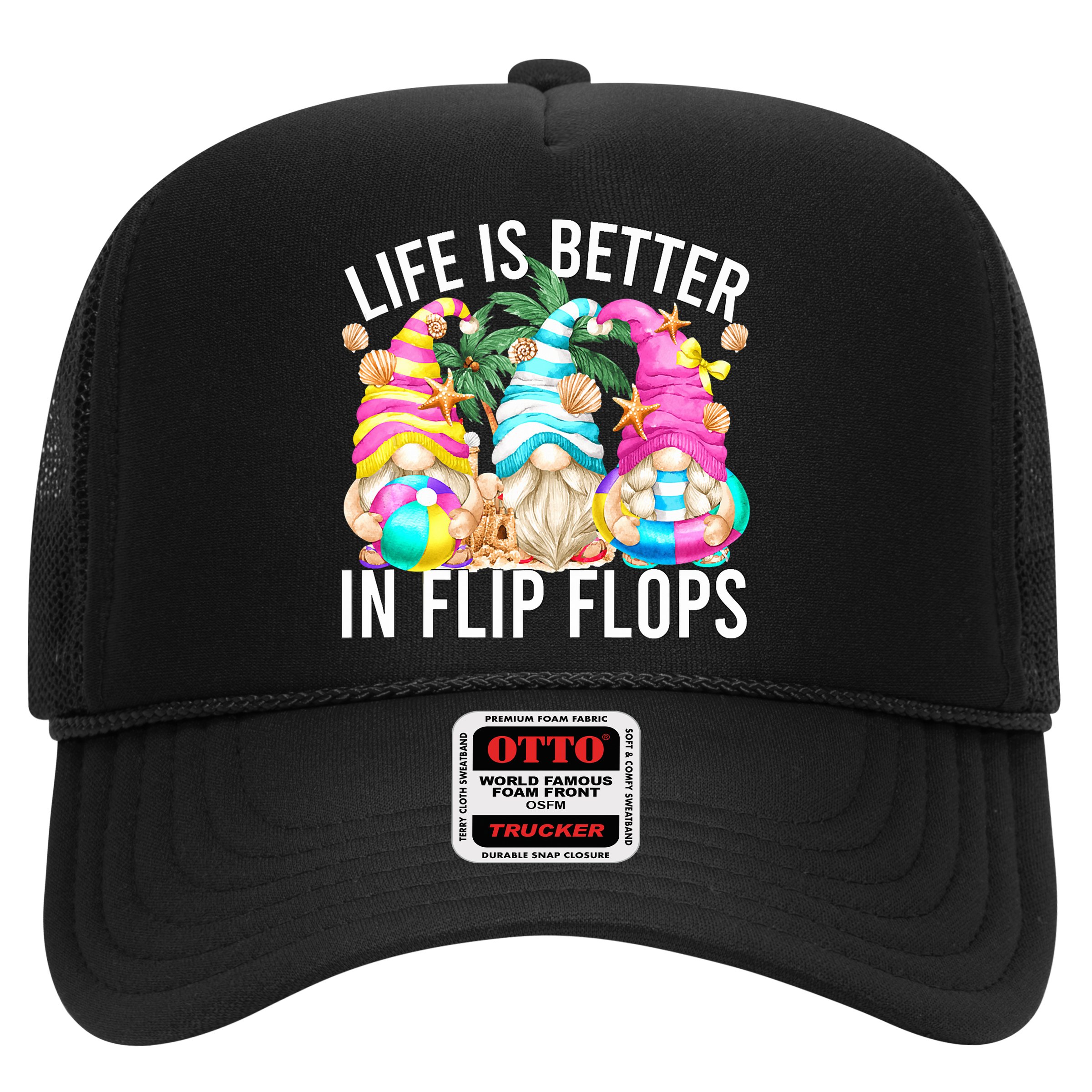 Life Is Better In Flip Flops For Beach Girls Summer Gnomes Hat