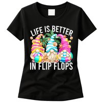 Life Is Better In Flip Flops For Beach Girls Summer Gnomes Womens T-Shirt