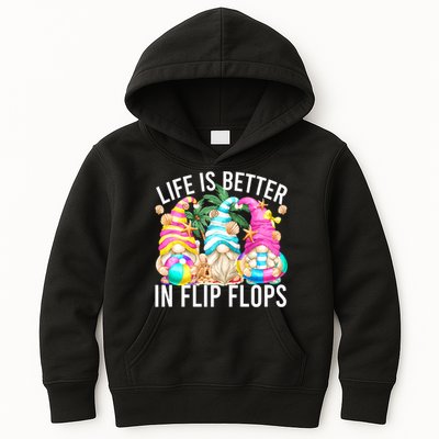 Life Is Better In Flip Flops For Beach Girls Summer Gnomes Kids Hoodie