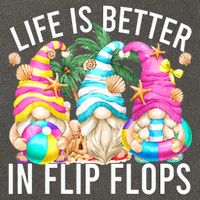 Life Is Better In Flip Flops For Beach Girls Summer Gnomes Cotton Canvas Backpack