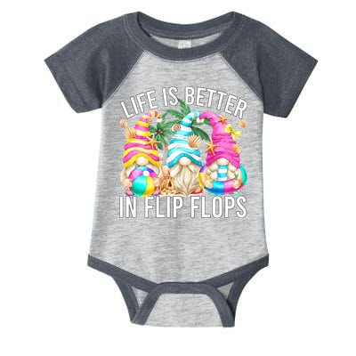 Life Is Better In Flip Flops For Beach Girls Summer Gnomes Infant Baby Jersey Bodysuit