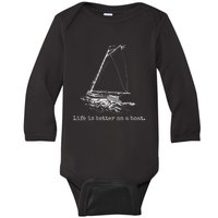 Life Is Better On A Boat Sailboat Sketch Cool Sailing Baby Long Sleeve Bodysuit