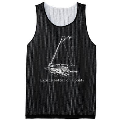 Life Is Better On A Boat Sailboat Sketch Cool Sailing Mesh Reversible Basketball Jersey Tank