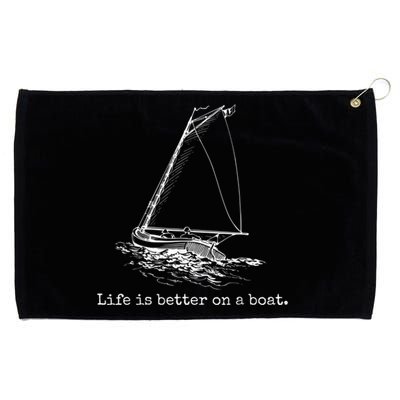 Life Is Better On A Boat Sailboat Sketch Cool Sailing Grommeted Golf Towel