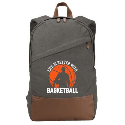 Life Is Better With Basketball For Player Bball Cotton Canvas Backpack