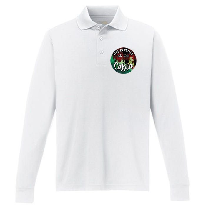 Life Is Better At The Cabin Performance Long Sleeve Polo