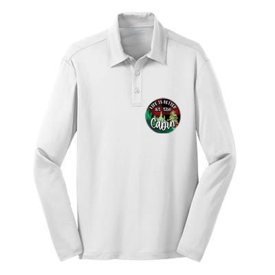 Life Is Better At The Cabin Silk Touch Performance Long Sleeve Polo