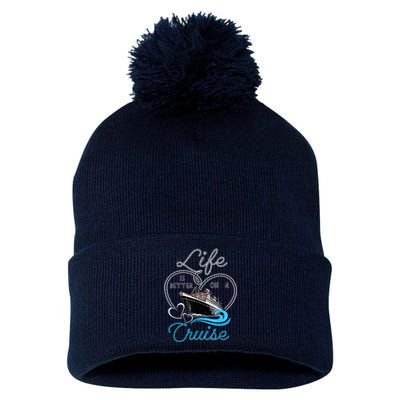 Life is Better on a Cruise , Wo and Kid Cruising Pom Pom 12in Knit Beanie