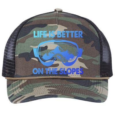 Life Is Better On The Slopes Gift Retro Rope Trucker Hat Cap