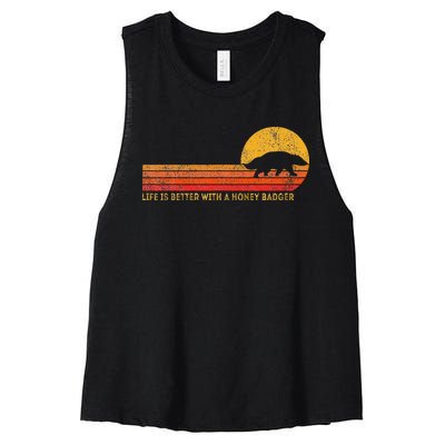 Life Is Better With A Honey Badger Funny Honey Badger Retro Women's Racerback Cropped Tank