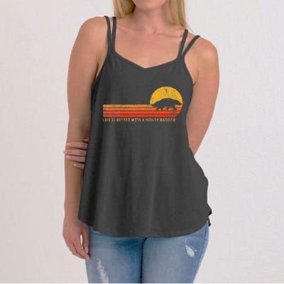 Life Is Better With A Honey Badger Funny Honey Badger Retro Women's Strappy Tank