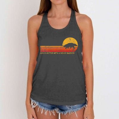 Life Is Better With A Honey Badger Funny Honey Badger Retro Women's Knotted Racerback Tank