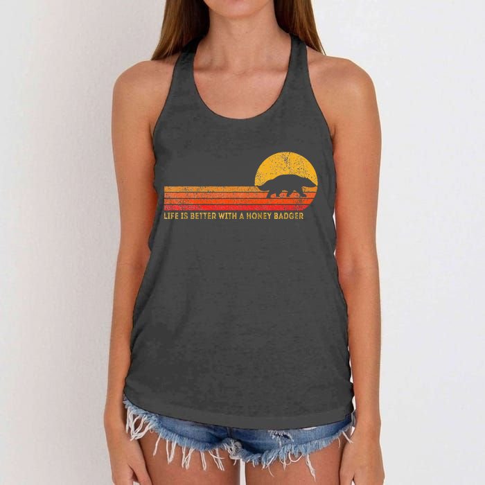 Life Is Better With A Honey Badger Funny Honey Badger Retro Women's Knotted Racerback Tank