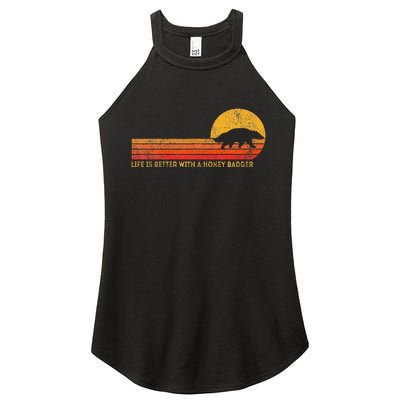 Life Is Better With A Honey Badger Funny Honey Badger Retro Women's Perfect Tri Rocker Tank