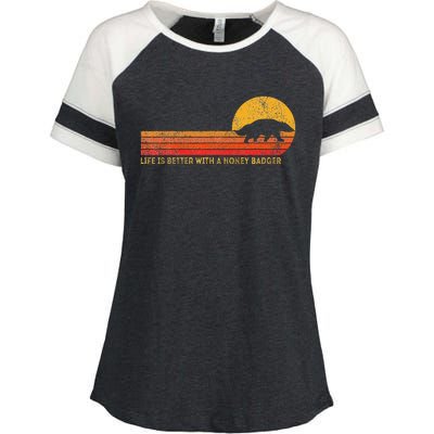 Life Is Better With A Honey Badger Funny Honey Badger Retro Enza Ladies Jersey Colorblock Tee