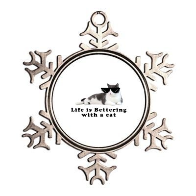 Life Is Bettering With A Cat Metallic Star Ornament