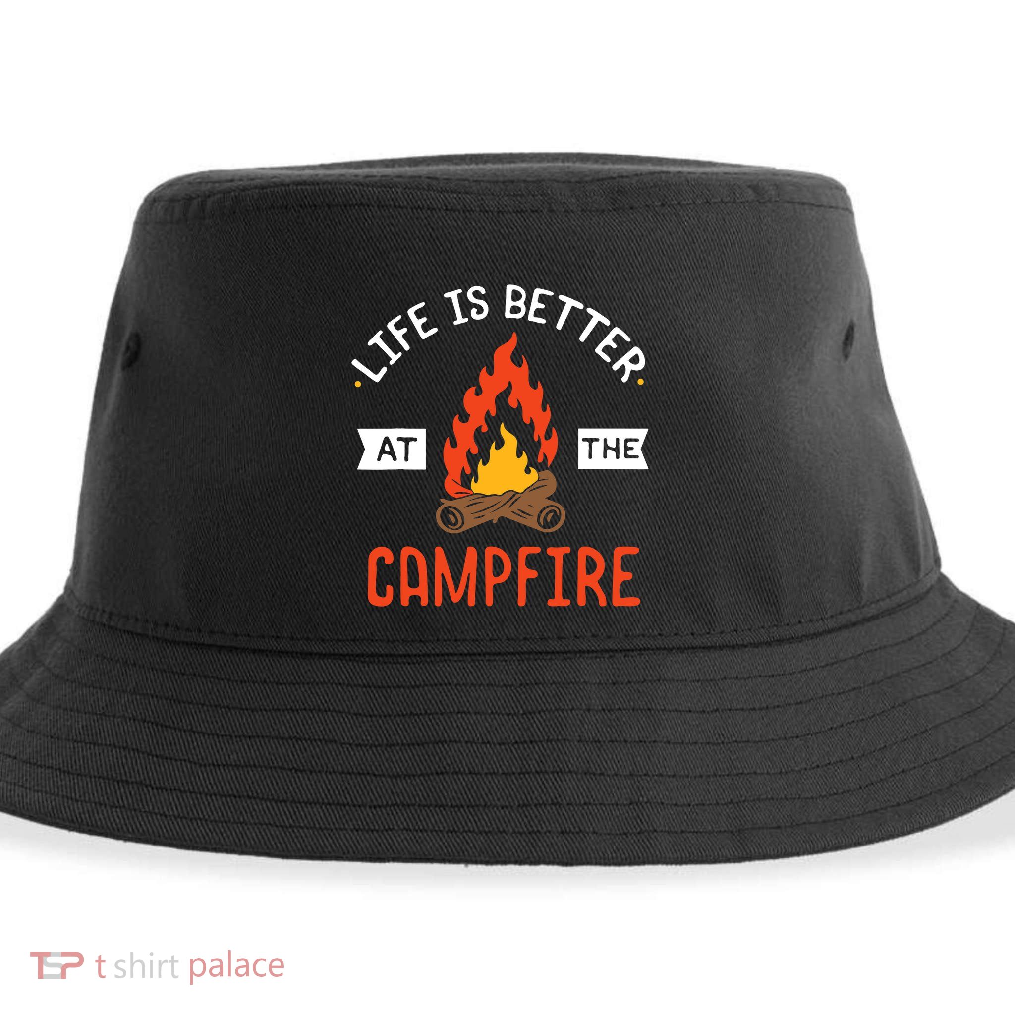 Life is better at the Campfire - Funny Camping & Camper Gift Sustainable Bucket Hat