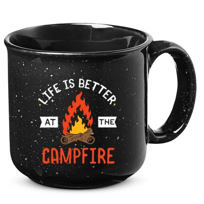 Life is better at the Campfire - Funny Camping & Camper Gift 15oz Campfire Ceramic Mug