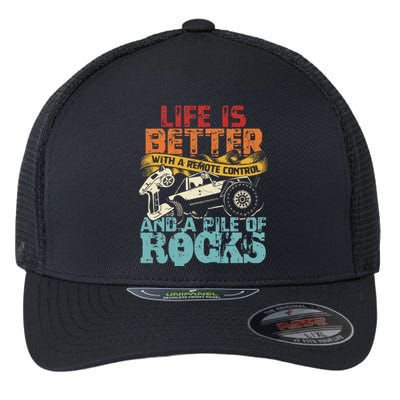 Life Is Better With A Remote Control And A Pile Of Rocks Flexfit Unipanel Trucker Cap