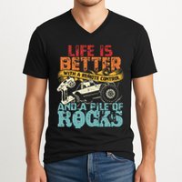 Life Is Better With A Remote Control And A Pile Of Rocks V-Neck T-Shirt