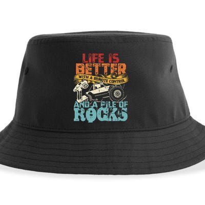 Life Is Better With A Remote Control And A Pile Of Rocks Sustainable Bucket Hat