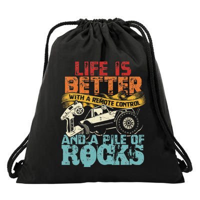 Life Is Better With A Remote Control And A Pile Of Rocks Drawstring Bag
