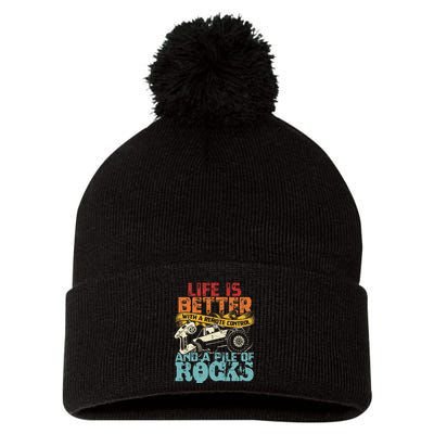 Life Is Better With A Remote Control And A Pile Of Rocks Pom Pom 12in Knit Beanie