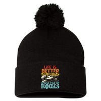 Life Is Better With A Remote Control And A Pile Of Rocks Pom Pom 12in Knit Beanie