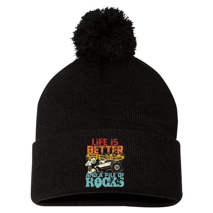 Life Is Better With A Remote Control And A Pile Of Rocks Pom Pom 12in Knit Beanie