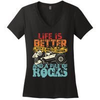 Life Is Better With A Remote Control And A Pile Of Rocks Women's V-Neck T-Shirt