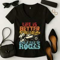 Life Is Better With A Remote Control And A Pile Of Rocks Women's V-Neck T-Shirt