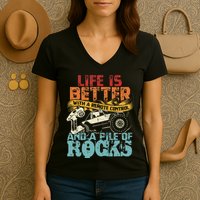 Life Is Better With A Remote Control And A Pile Of Rocks Women's V-Neck T-Shirt