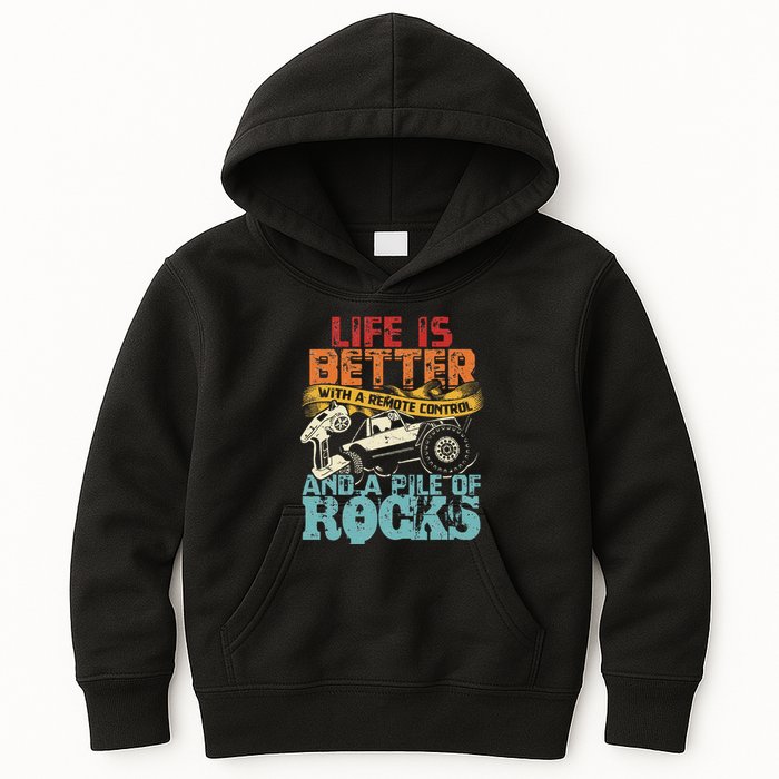 Life Is Better With A Remote Control And A Pile Of Rocks Kids Hoodie