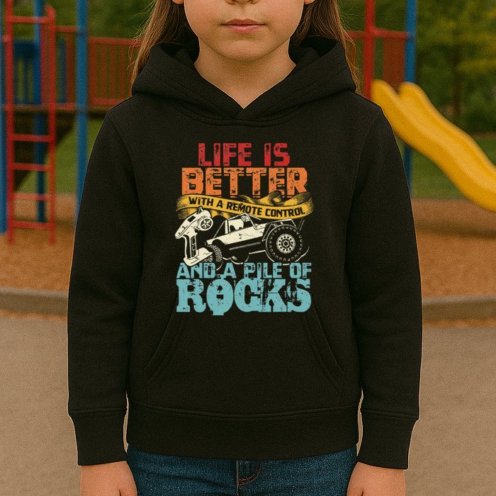 Life Is Better With A Remote Control And A Pile Of Rocks Kids Hoodie