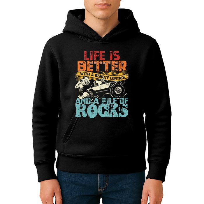 Life Is Better With A Remote Control And A Pile Of Rocks Kids Hoodie