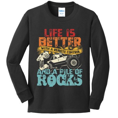 Life Is Better With A Remote Control And A Pile Of Rocks Kids Long Sleeve Shirt