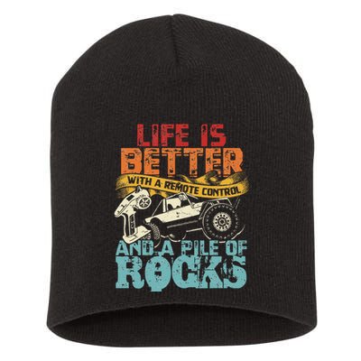 Life Is Better With A Remote Control And A Pile Of Rocks Short Acrylic Beanie