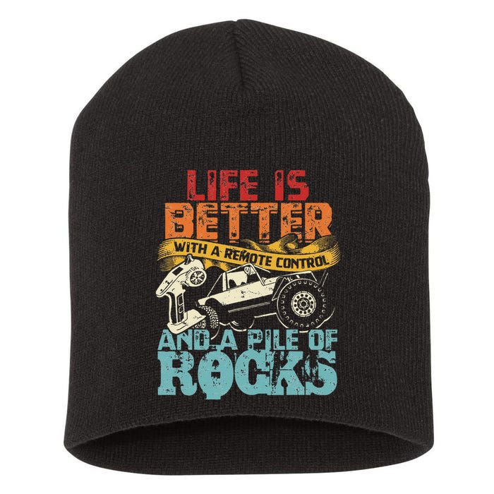 Life Is Better With A Remote Control And A Pile Of Rocks Short Acrylic Beanie