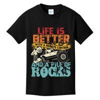 Life Is Better With A Remote Control And A Pile Of Rocks Kids T-Shirt