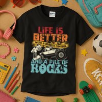 Life Is Better With A Remote Control And A Pile Of Rocks Kids T-Shirt