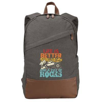 Life Is Better With A Remote Control And A Pile Of Rocks Cotton Canvas Backpack