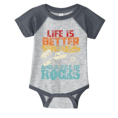 Life Is Better With A Remote Control And A Pile Of Rocks Infant Baby Jersey Bodysuit