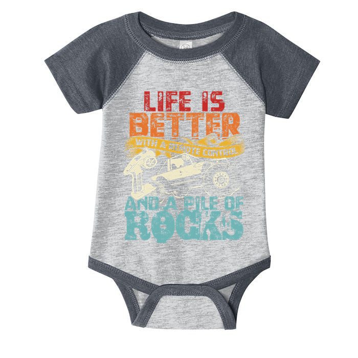 Life Is Better With A Remote Control And A Pile Of Rocks Infant Baby Jersey Bodysuit