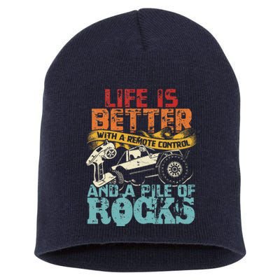 Life Is Better With A Remote Control And A Pile Of Rocks Short Acrylic Beanie