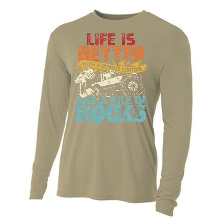 Life Is Better With A Remote Control And A Pile Of Rocks Cooling Performance Long Sleeve Crew