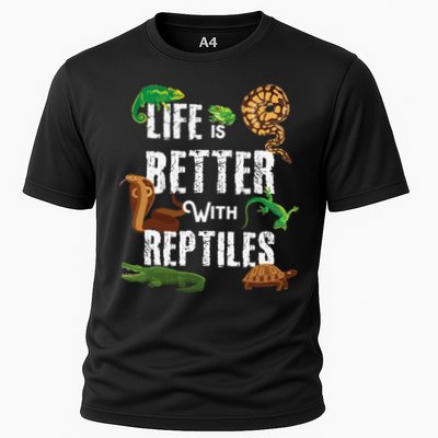 Life Is Better With Reptiles Lizard Reptile Pet Lover Cooling Performance Crew T-Shirt